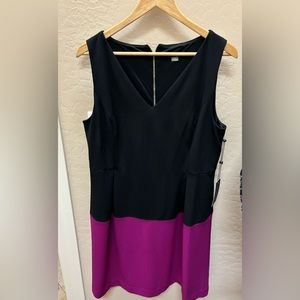 Tommy Hilfiger Dress. NWT. Size 14. Color block black and berry/purplish